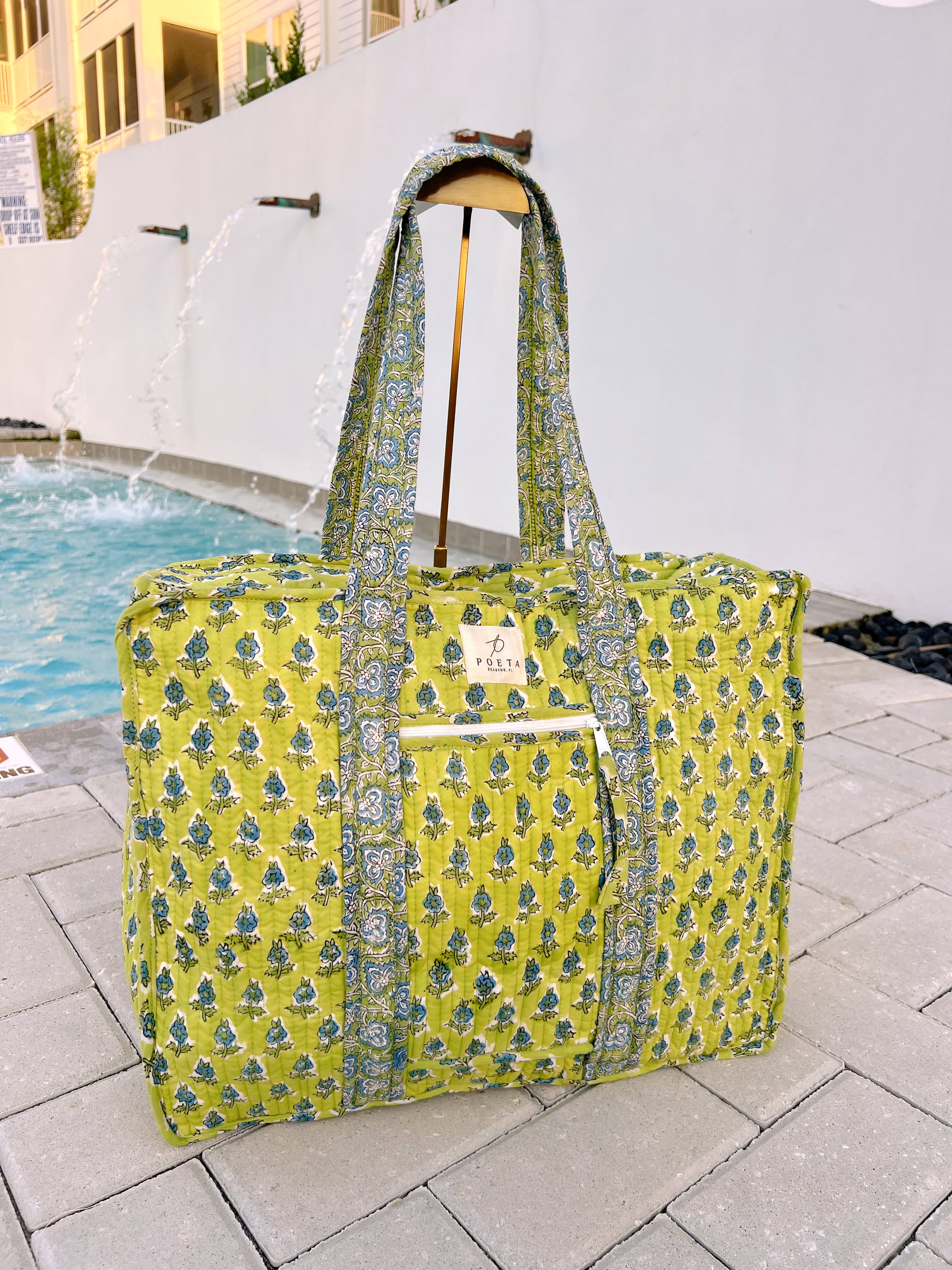 Lime Pisa Zipper Tote