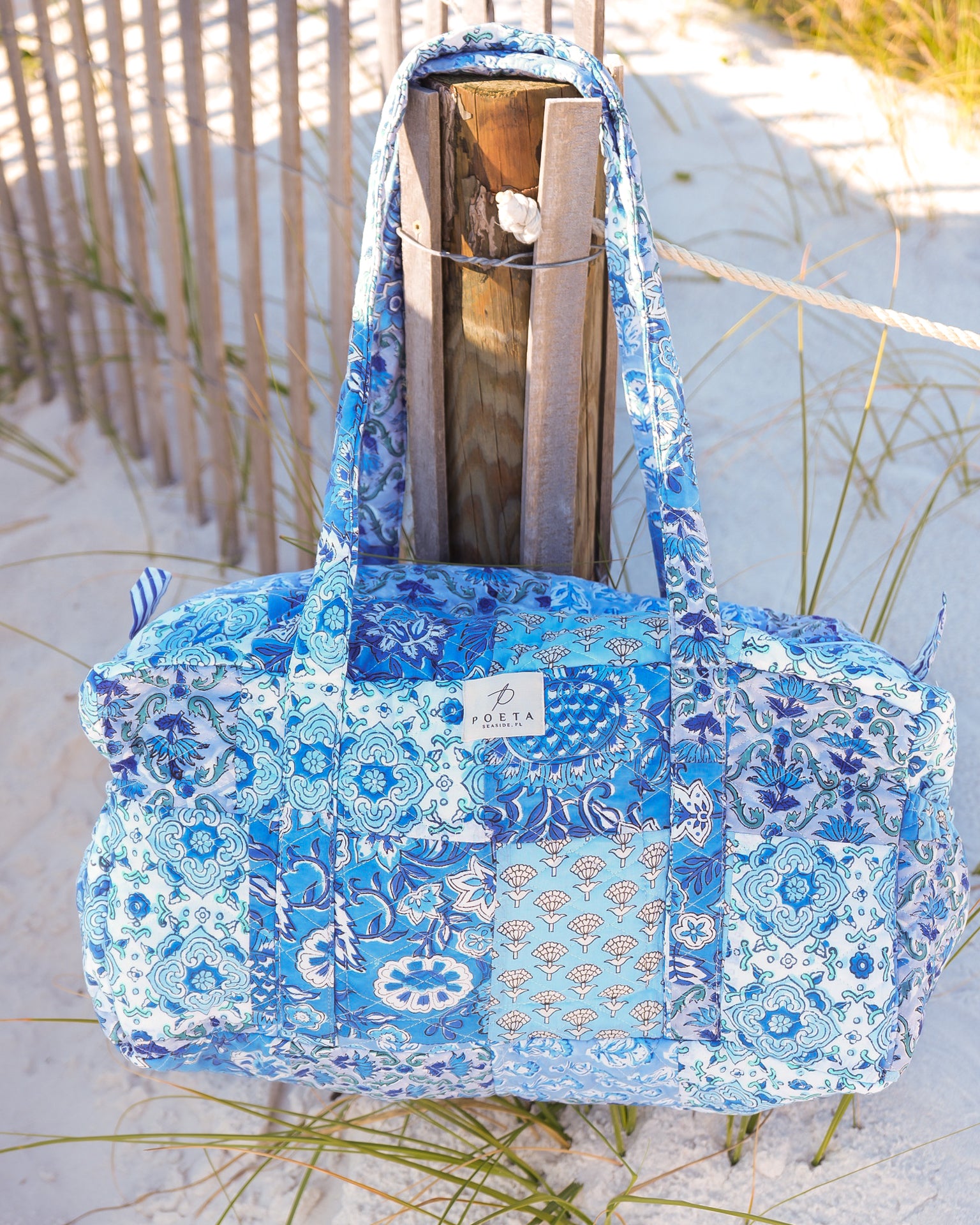 Baby Blue Patchwork Duffle Bag