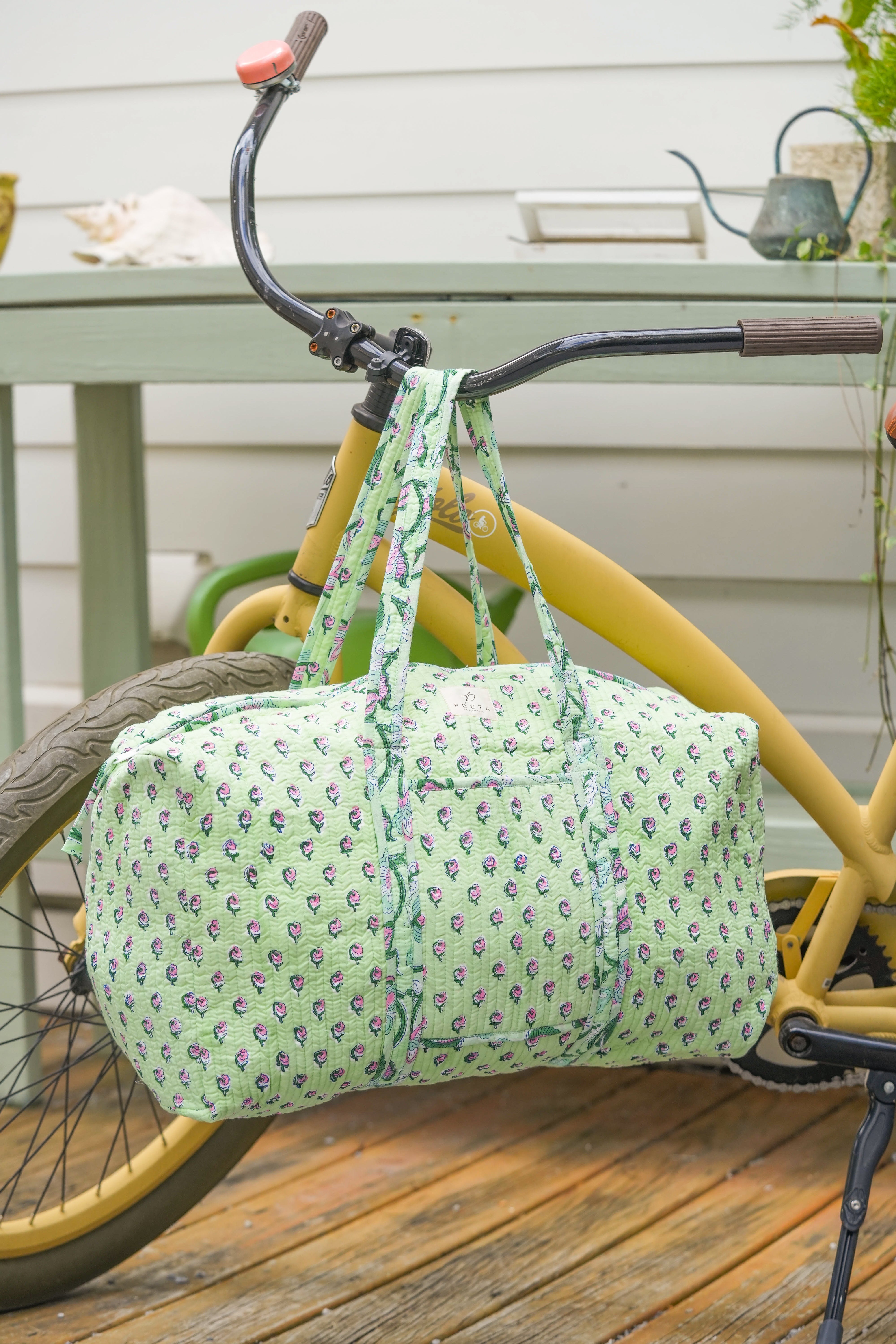 Green Daisy Duffle Bag