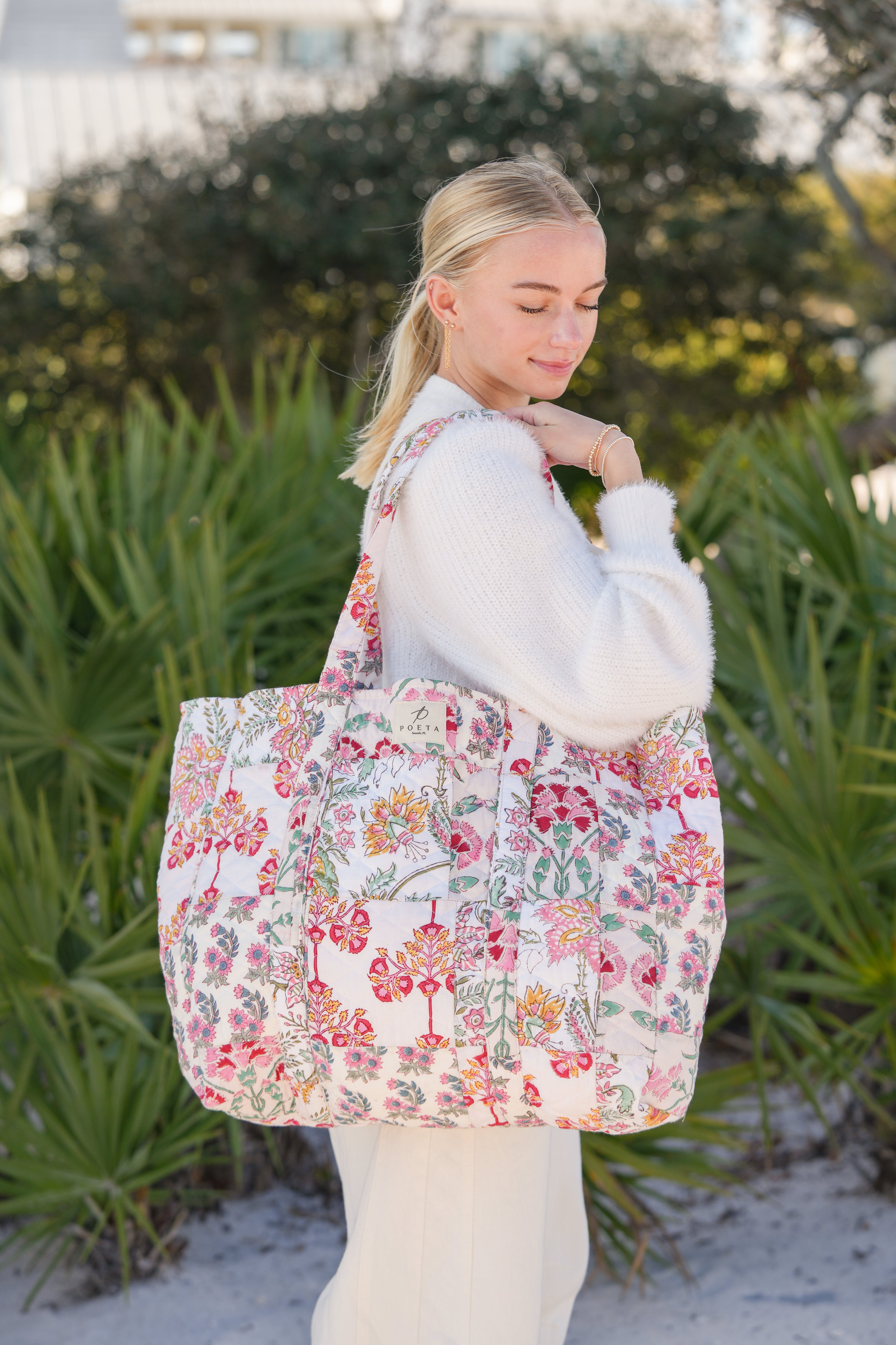 White Lotus Patchwork Tote