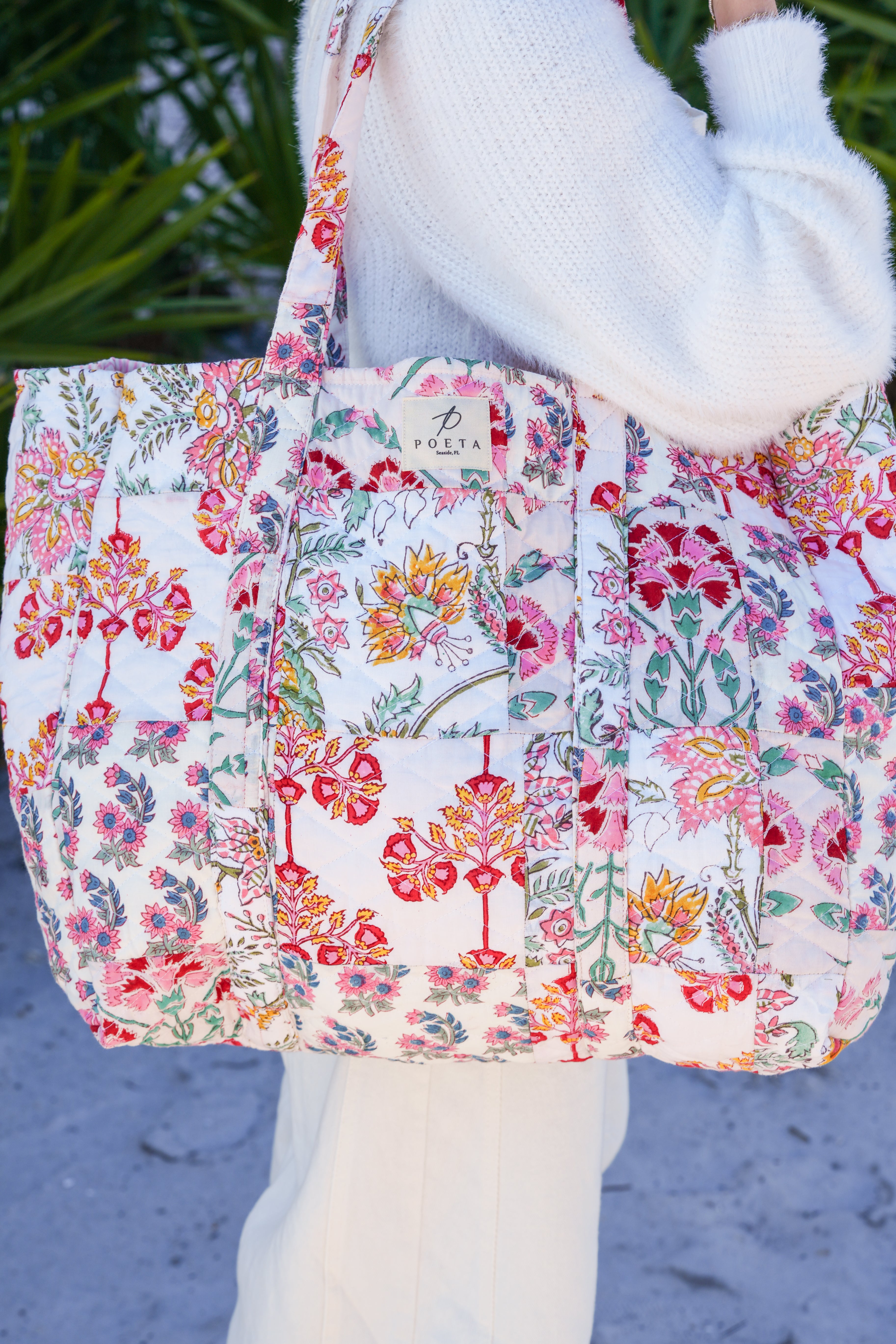 White Lotus Patchwork Tote