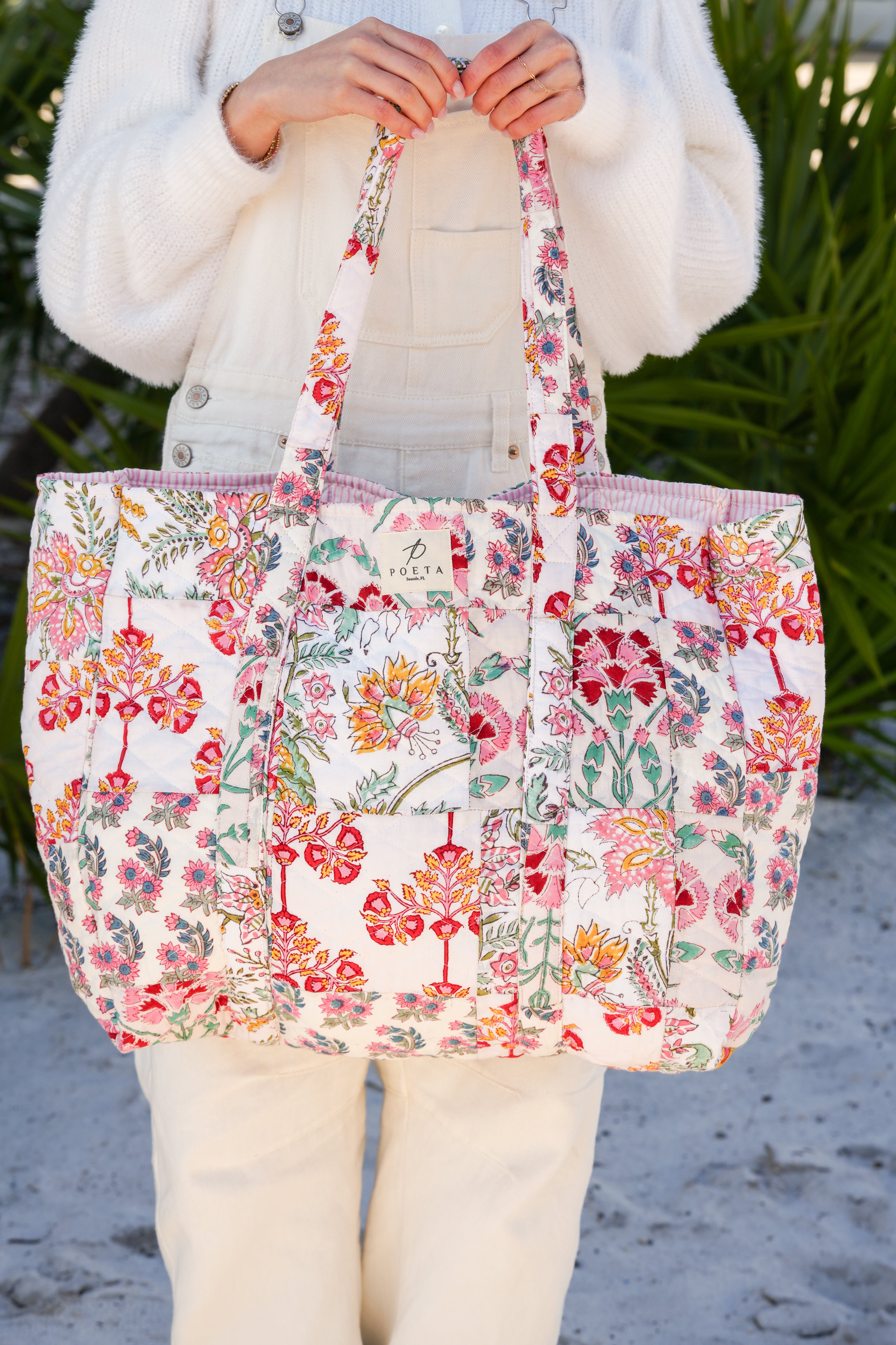 White Lotus Patchwork Tote