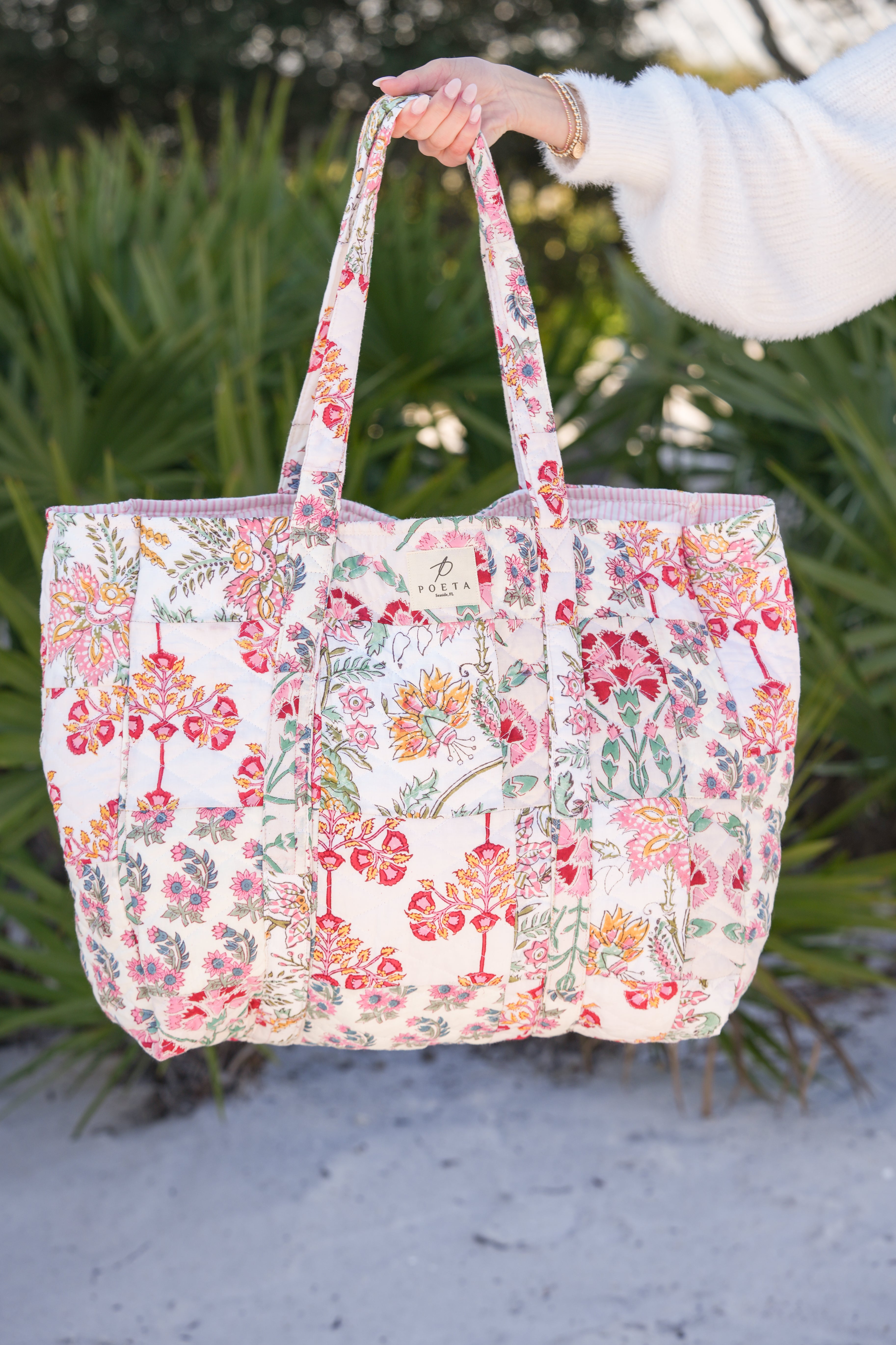 White Lotus Patchwork Tote