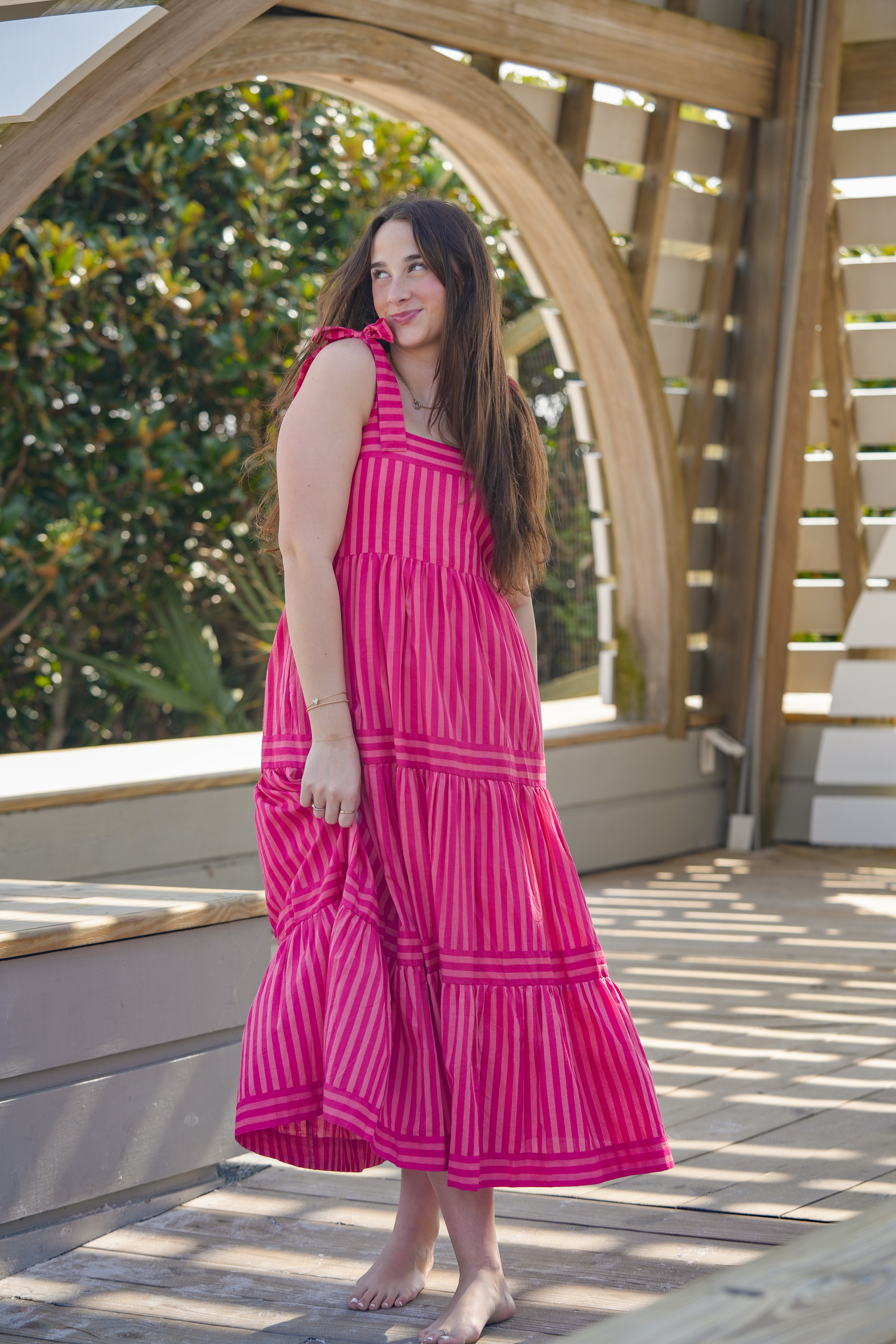 Coral Stripe Dress