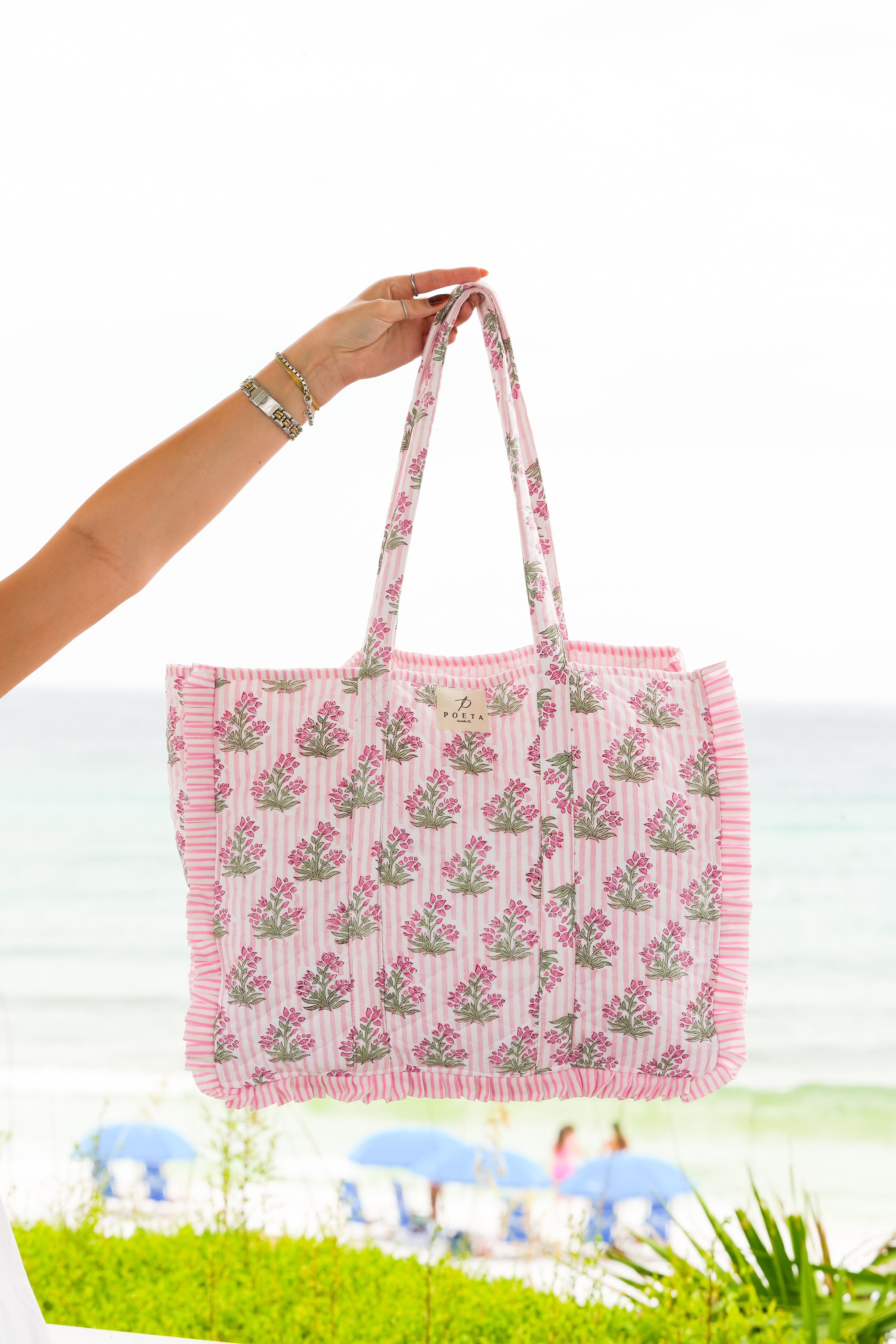Ruffled Pink Genoa Tote