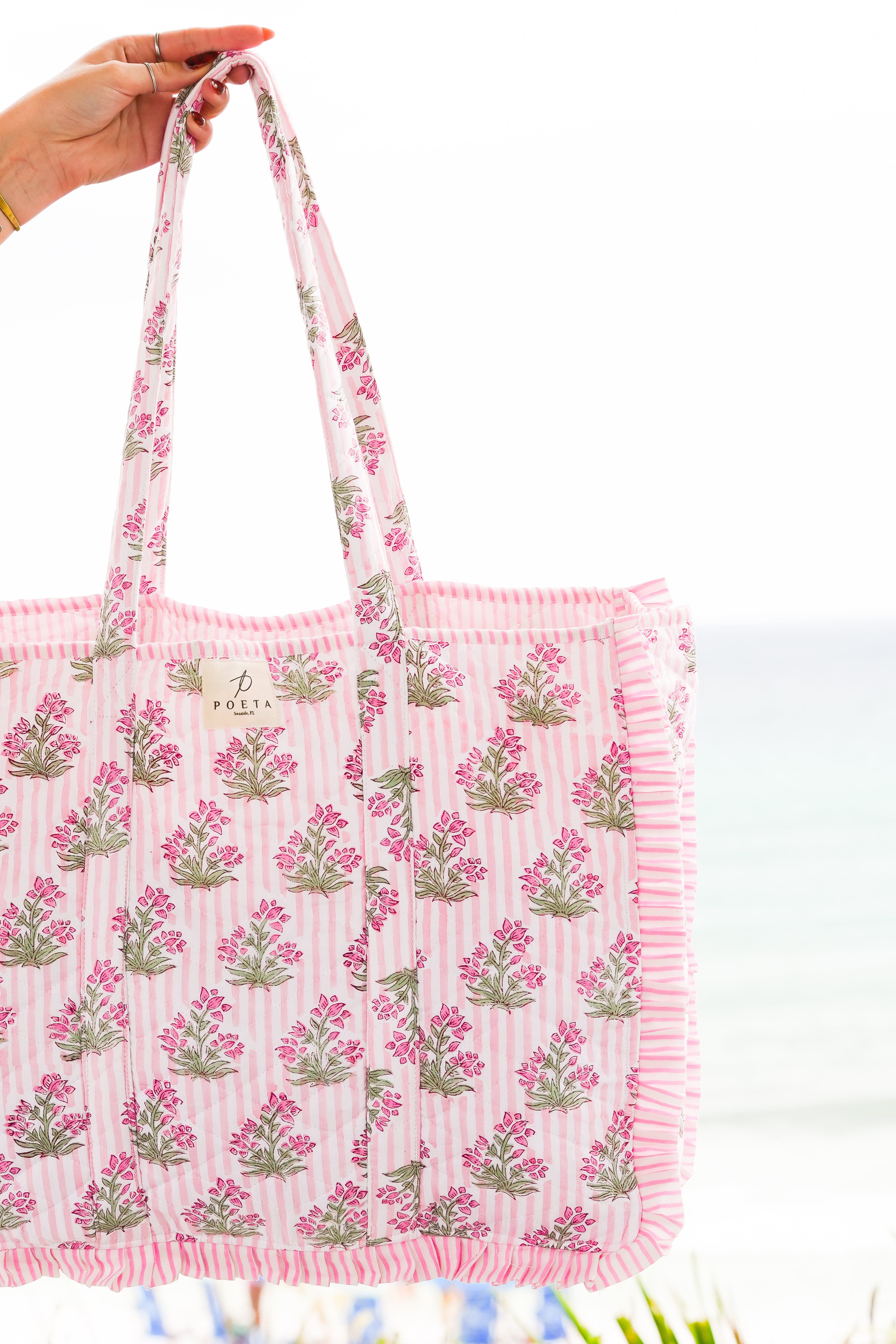 Ruffled Pink Genoa Tote