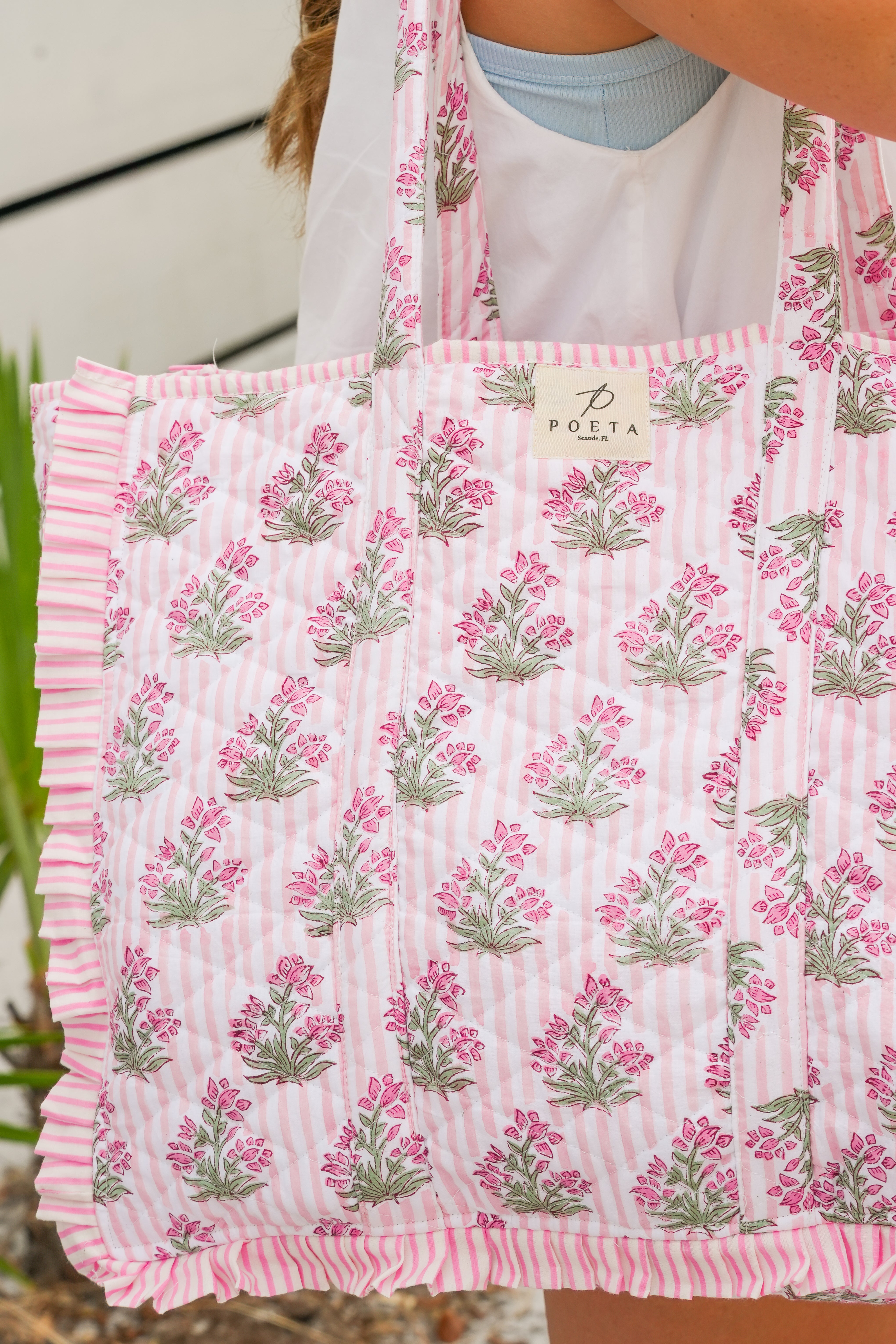 Ruffled Pink Genoa Tote