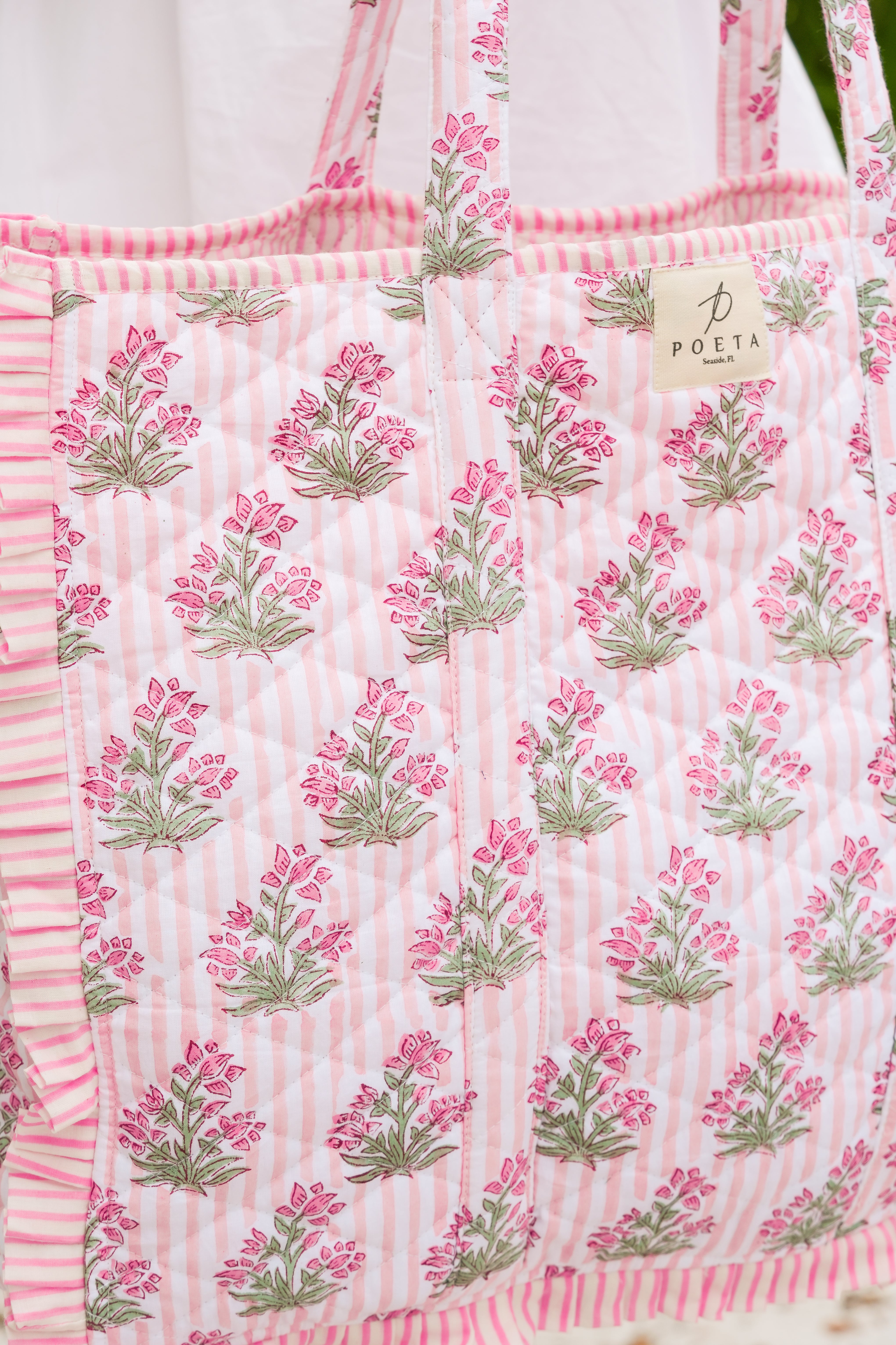 Ruffled Pink Genoa Tote