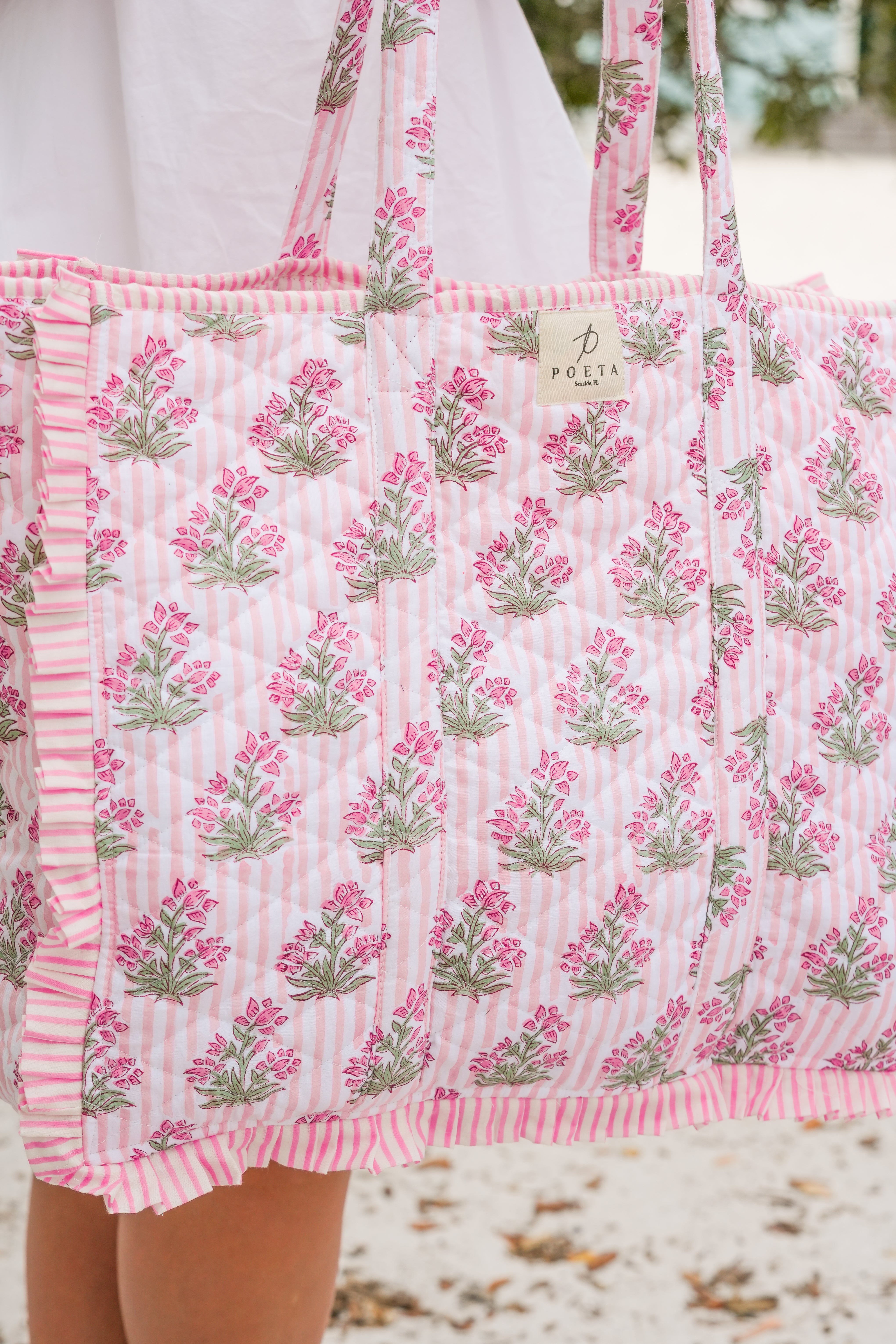 Ruffled Pink Genoa Tote