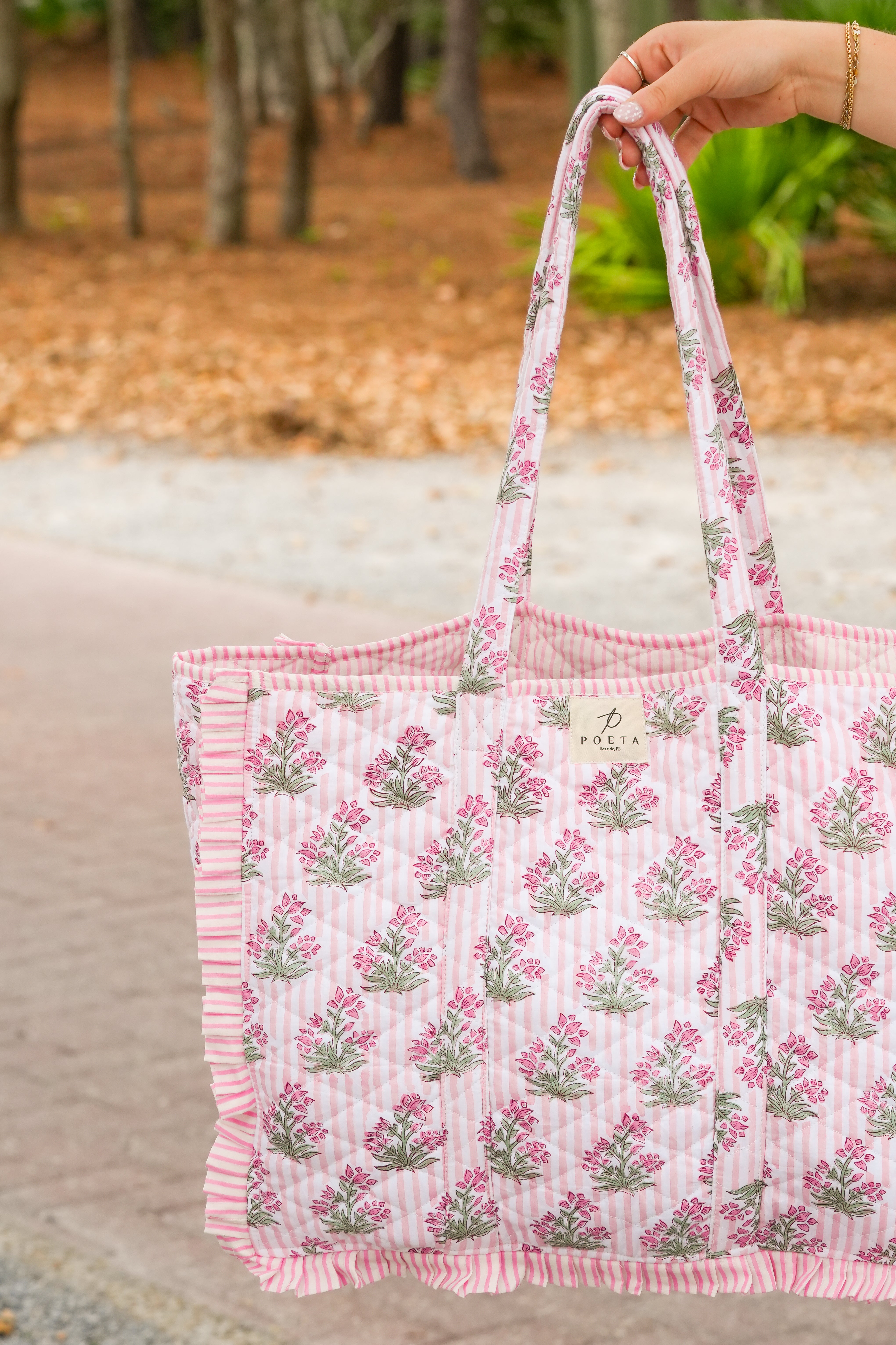 Ruffled Pink Genoa Tote