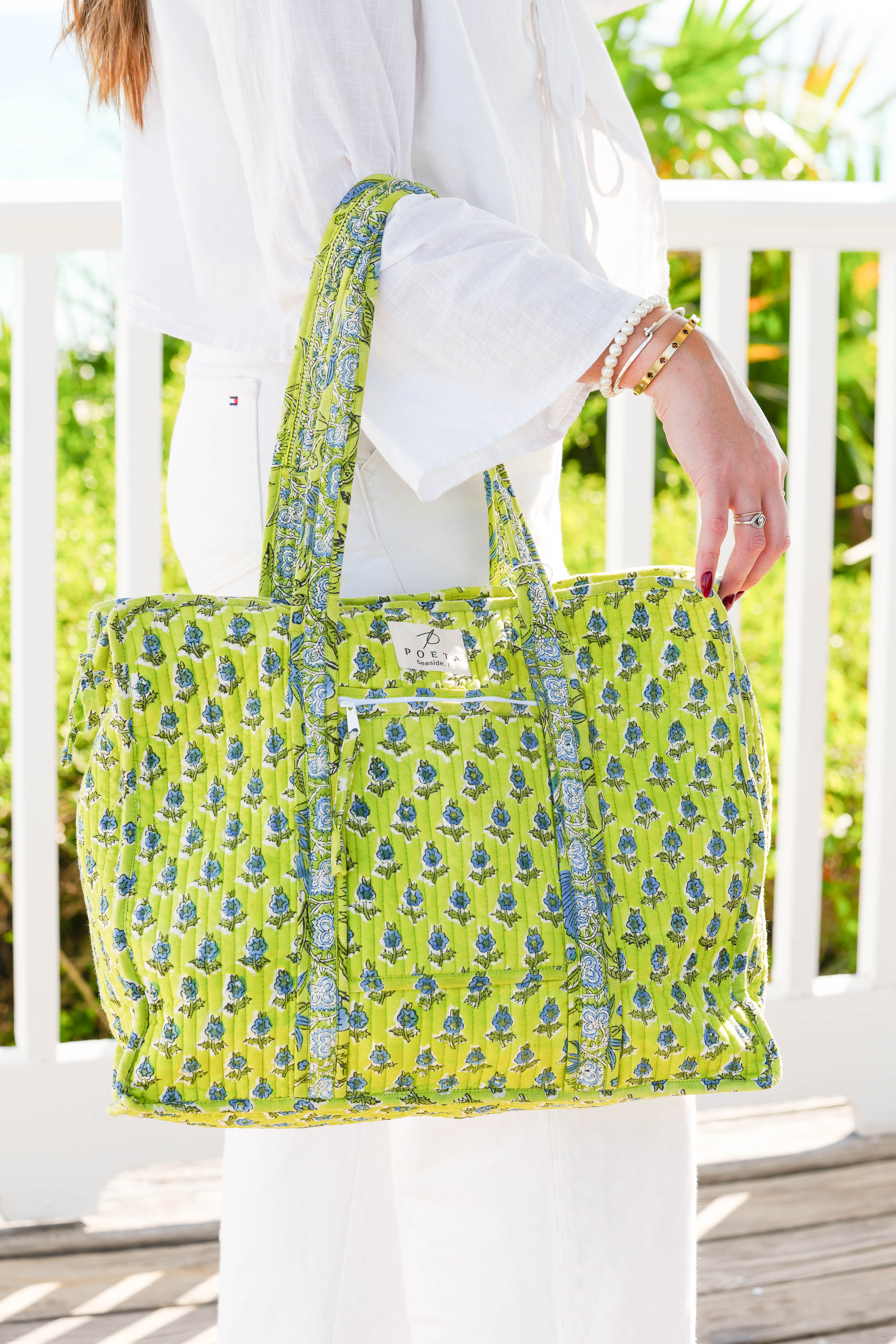 Lime Pisa Zipper Tote