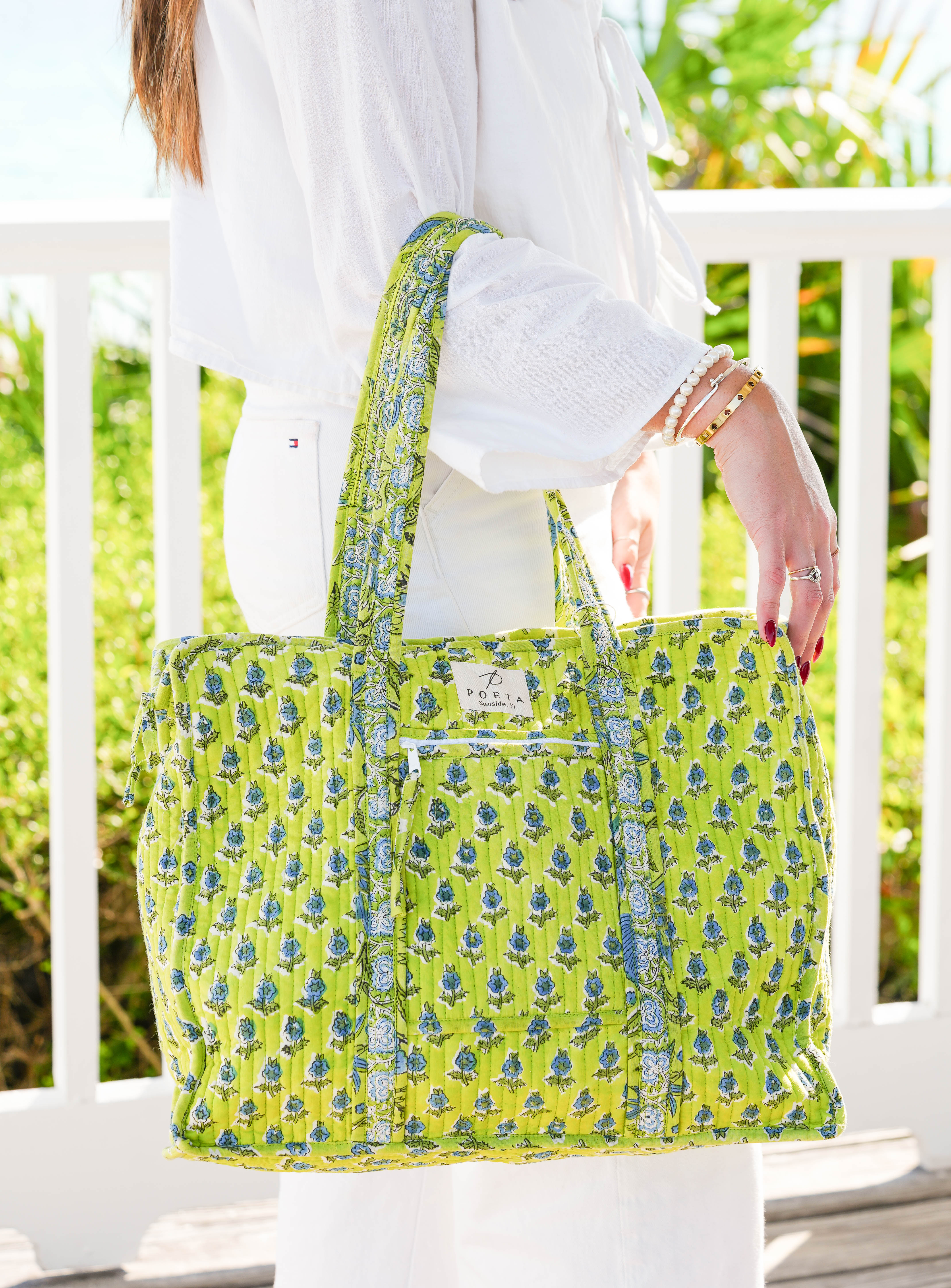 Lime Pisa Zipper Tote