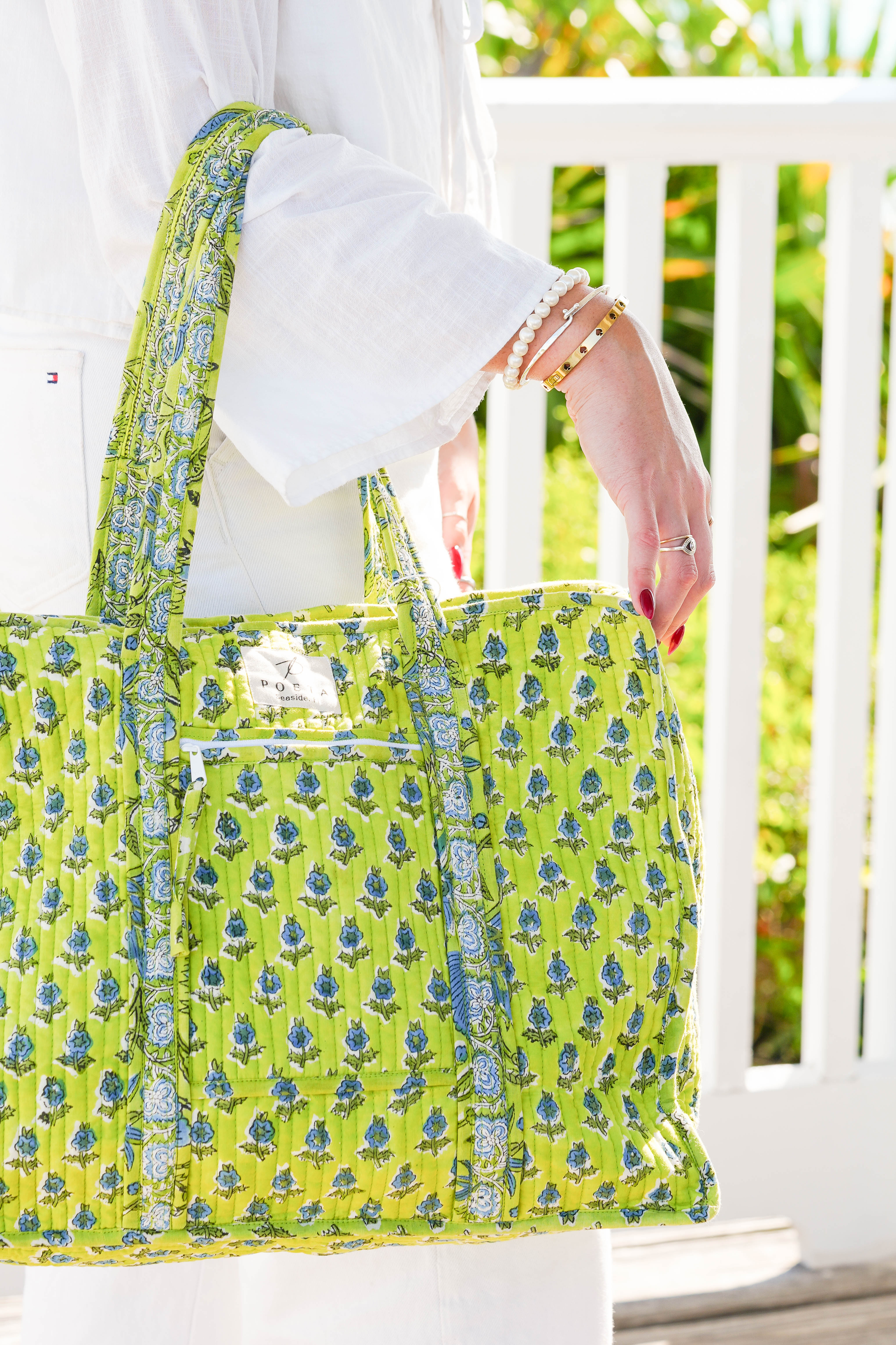 Lime Pisa Zipper Tote