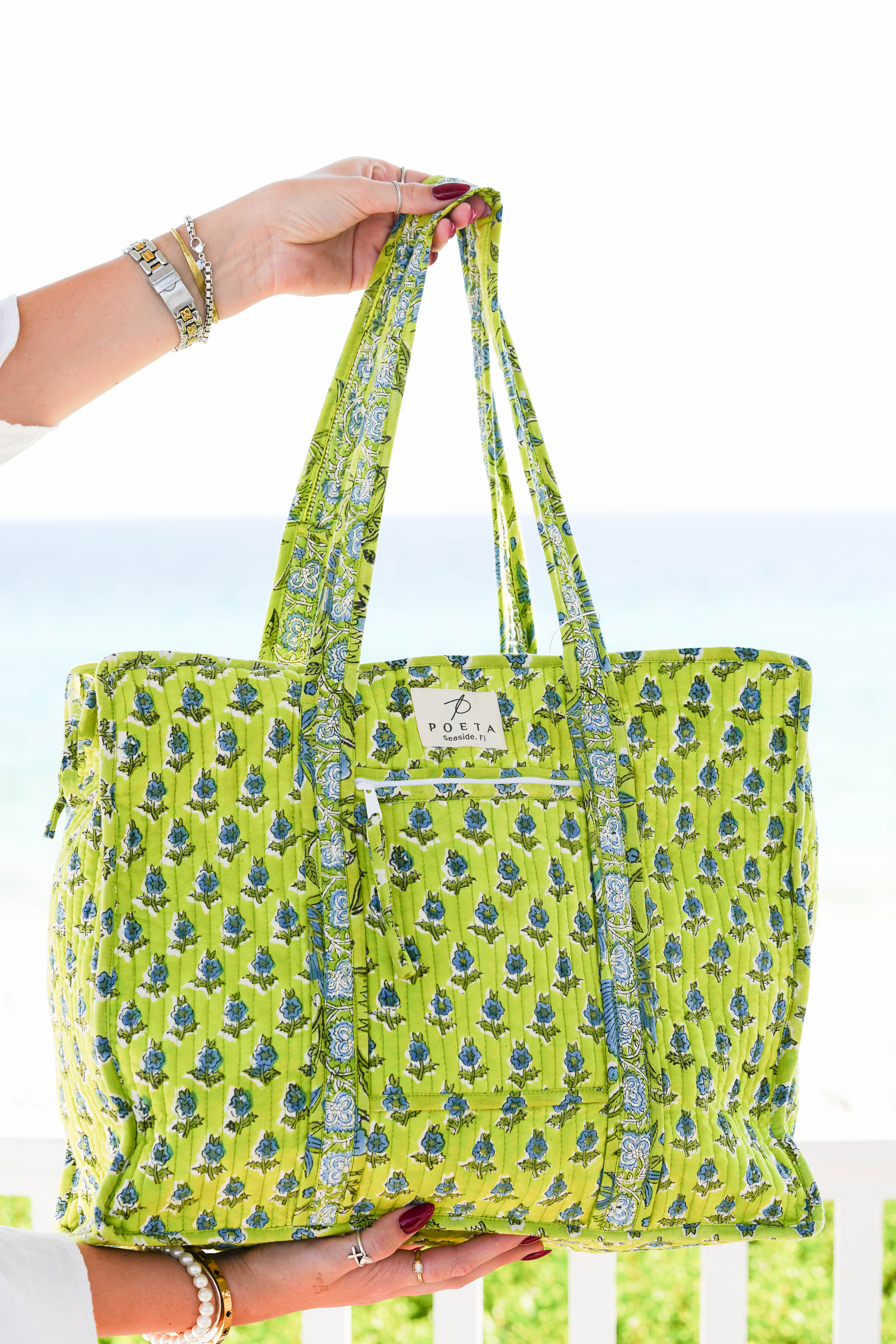 Lime Pisa Zipper Tote