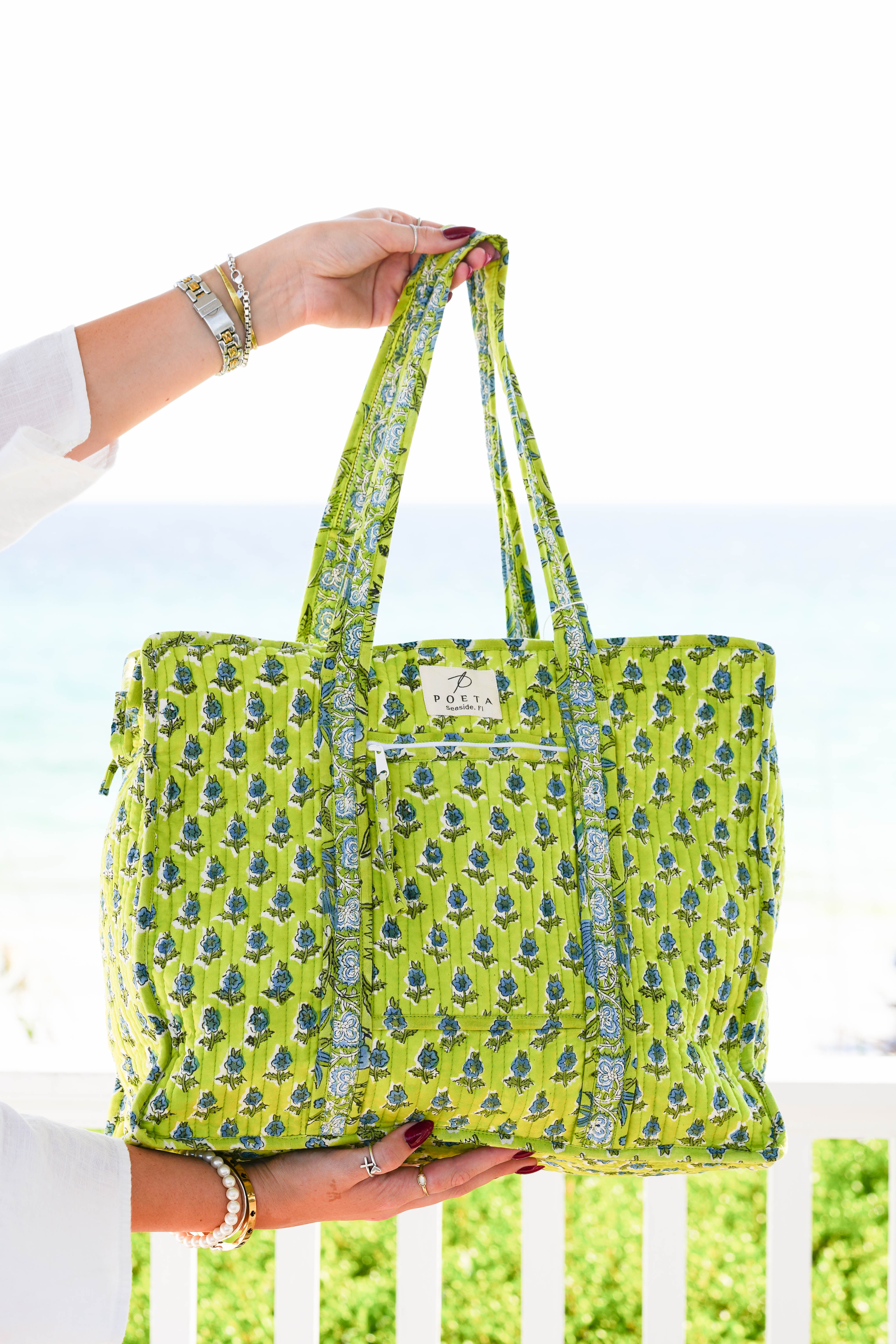 Lime Pisa Zipper Tote