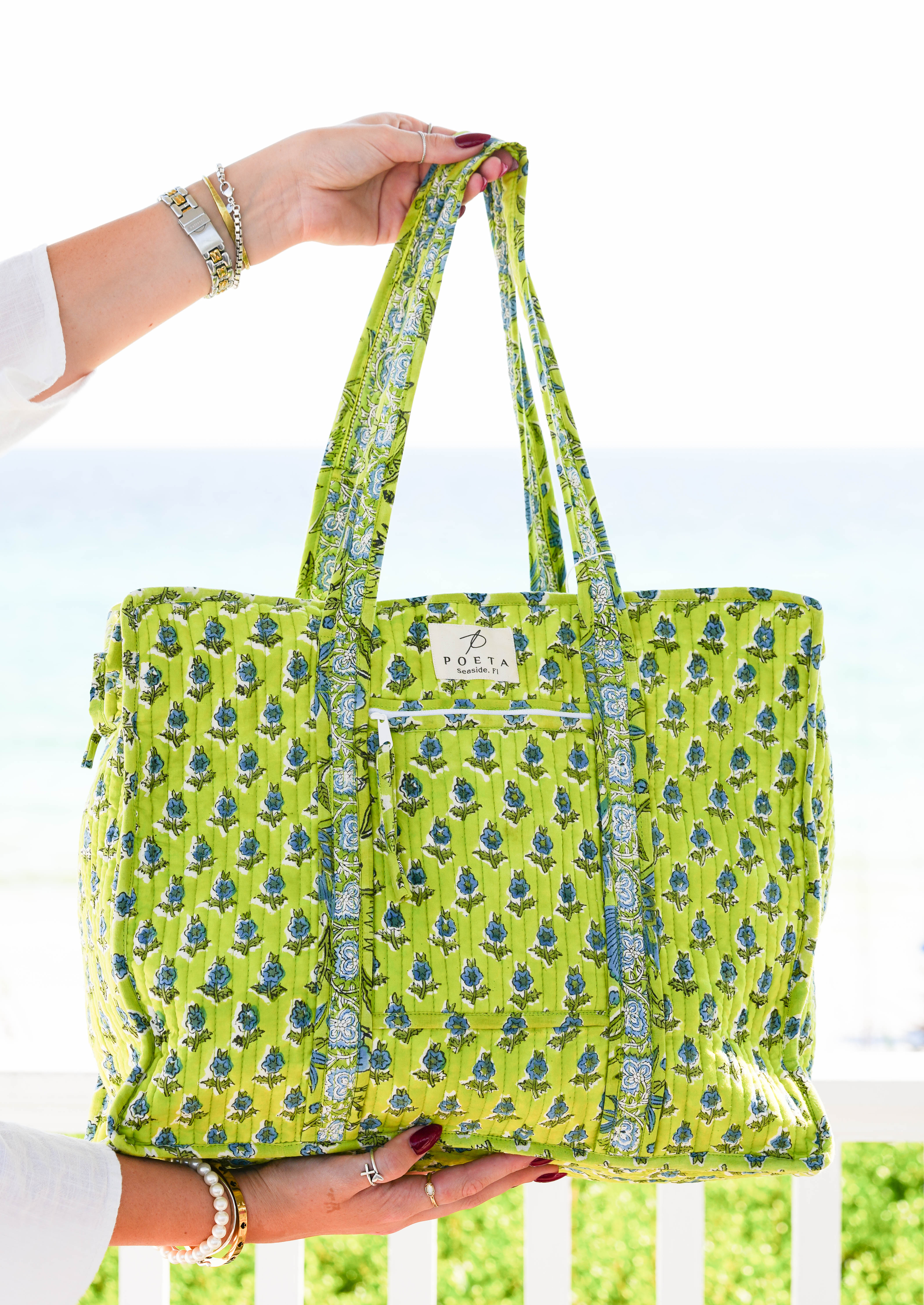 Lime Pisa Zipper Tote