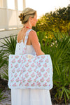 Blue Ruffled Genoa Tote