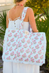 Blue Ruffled Genoa Tote