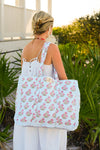 Blue Ruffled Genoa Tote