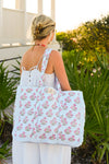 Blue Ruffled Genoa Tote