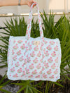 Blue Ruffled Genoa Tote