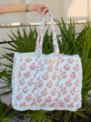 Blue Ruffled Genoa Tote