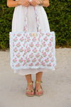Blue Ruffled Genoa Tote
