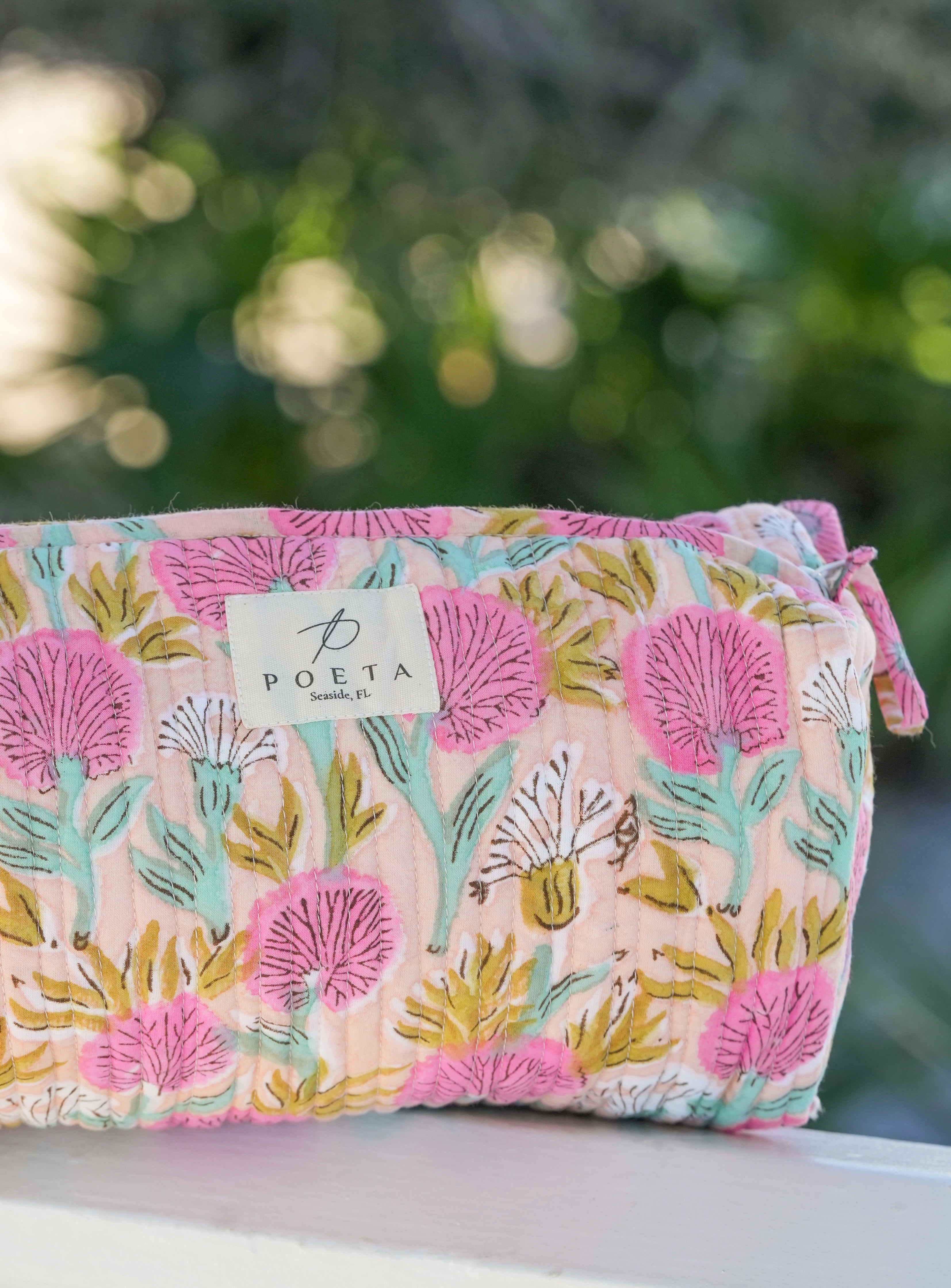 Pink Dandelion Cosmetic Bag